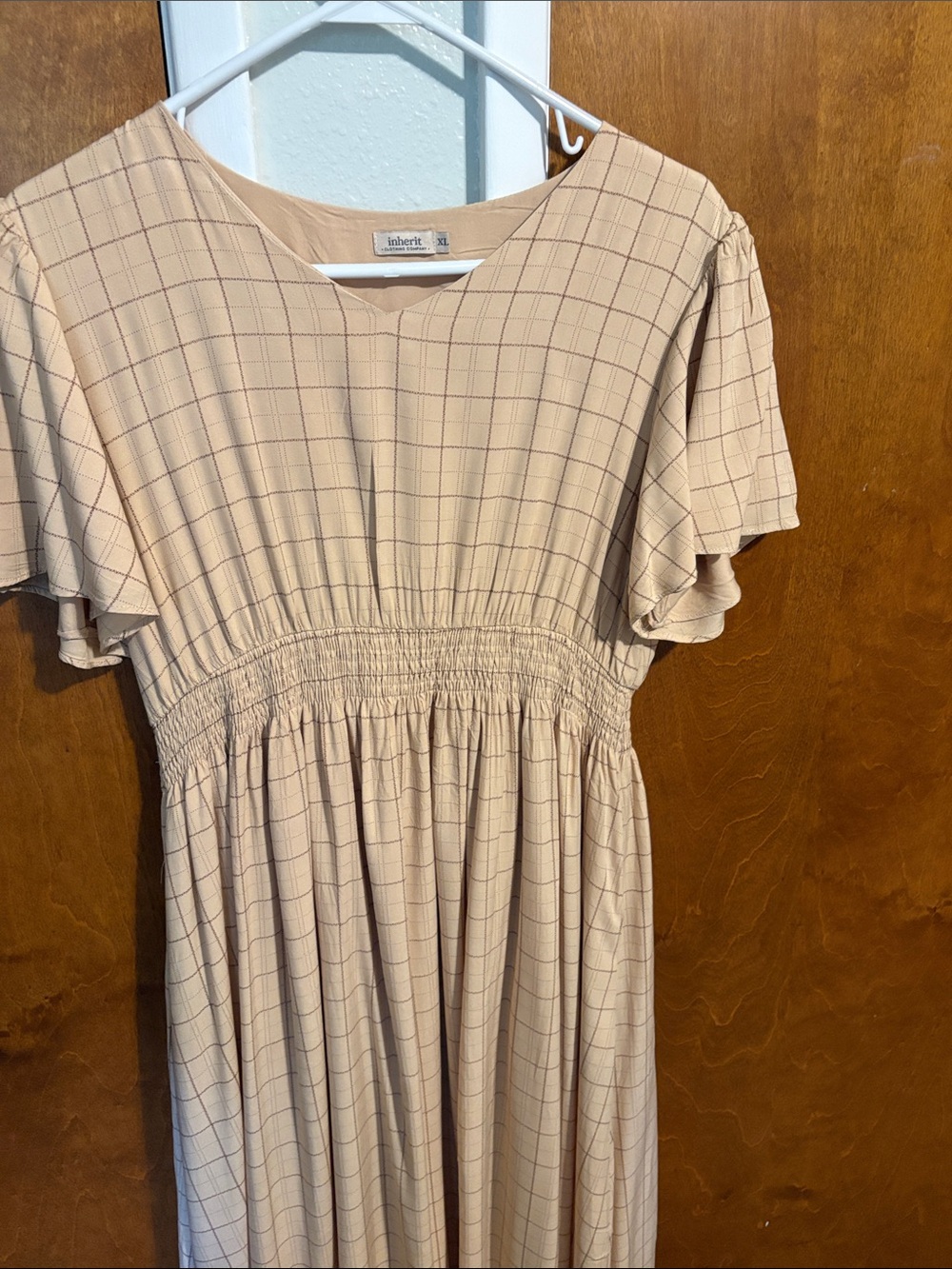 Tan Plaid Maxi Dress